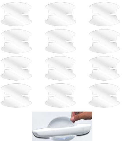 12 Pezzi Pellicola Protettiva Maniglia Auto, Adesivi Antigraffio Portiera, Protettivi Trasparenti Maniglia Auto, Pellicole Anti-Graffio per Protezione Vernice, PVC Impermeabile Autoadesivo Universale