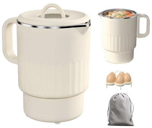 Mini Bouilloire électrique, 1L 600w en Acier Inoxydable Sans Bpa, Bouilloire de Voyage Pliable Avec Maintien Au Chaud Départ Différé, Petite Bouilloire électrique Portable our Café Thé Camping Bureau