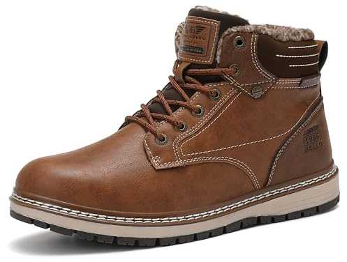 AX BOXING Botas Hombre Invierno Cálido Forradas Botines Moda Botas Nieve Antideslizante Zapatos Invierno Botas Trekking Tamaño 41-46 EU(Marrón claro,43 EU)
