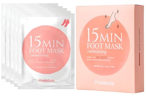 Naisture 15 Min Foot Moisturizing Mask – Reviving Sock Mask with Shea Butter & Jojoba Oil for Dry Feet and Heels