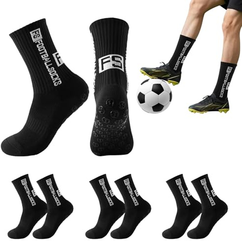 BEKKLPOU Lot De 3 Paires De Chaussettes De Football Antidérapantes Pour Adultes, 39-46 Respirantes Pour Le Football, Le Basket-Ball Et La Course à Pied (Noir)