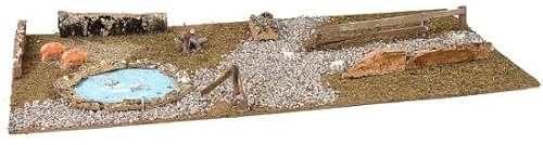 Moranduzzo Base in Legno per Presepe – Ambientazioni Rustiche con Lago e Fiume, 76x40 cm, Per Presepi 8-12 cm – Accessori Scenografici, Prodotto Ufficiale Made in Italy (Base con Lago 76x40 cm)