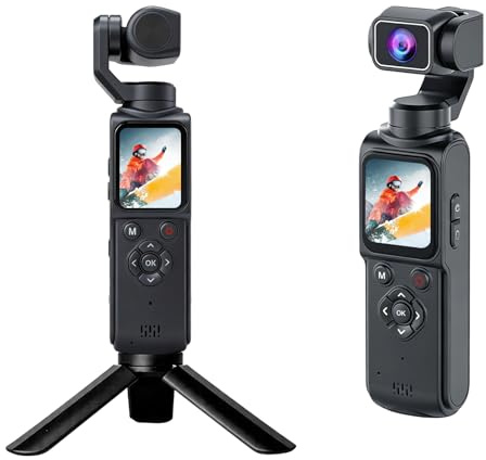 7JI 4K Action Camera Tascabile con 330° Obiettivo Rotante＆1.72 Touchscreen