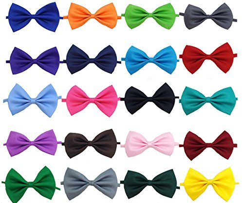 Ergonflow Solid Color Adjustable Boys Kids Bow Tie Collection - 20 Mixed Color/20pcs