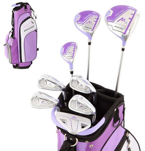 Precise M3 Complete Womens Golf Clubs Set, Includes Driver, Fairway, Hybrid, 7-PW Irons, Wedge, Putter, Stand Bag, 3 H/C's Purple, Golf Clubs Women Right Handed, Comes in 3 Sizes