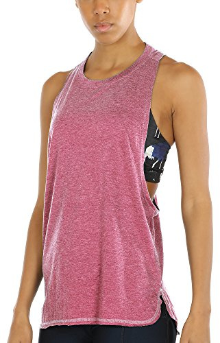 icyzone Camiseta sin Mangas de Deportivo Holgada y Ligero para Mujer Fitness Gym Top Camisetas de Tirantes de Yoga (S, Rosado)