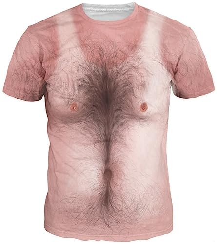 Ocean Plus Homme Multicolore T-Shirt de Sport Amusement Imprimé Animal Col Rond Manches Courtes Femme Tee Shirt Unisexe Hauts (XL/170-175, Poil sur la Poitrine)