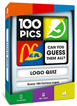 100 PICS Logo Quiz Travel Card Game - Guess 100 Logos, Family Brain Teasers, Pocket Puzzle For Kids And Adults