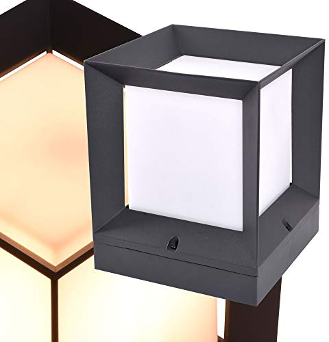 max K O M F O R T Kubische Aussenlampe E27 Sockelleuchte Pfostenleuchte Pfeilerleuchte Aussenleuchte Standleuchte Wegeleuchte Gartenlampe würfelförmig PAX 1425B Anthrazit (220x270x220mm)
