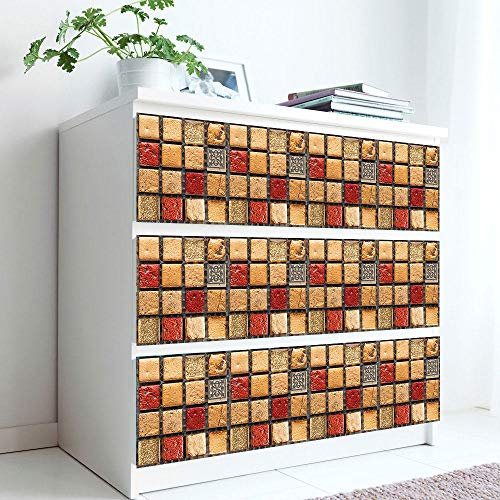 Stick on Tiles Mustard Yellow Red Tile Stickers PVC Self Adhesive Wall Tiles Heat Resistant Tile Stickers for Kitchen Bathroom Waterproof Peel and Stick Floor Tiles Tile Paint 20x20cm