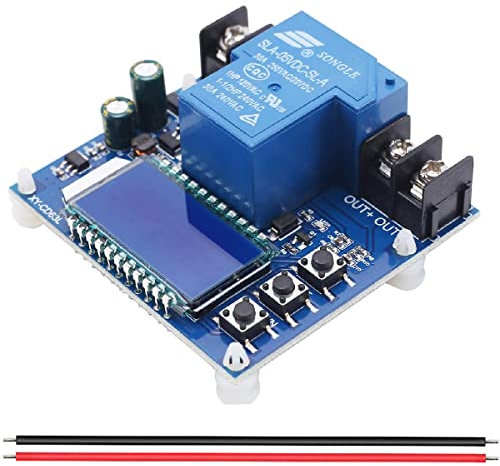 Youmile Low Voltage Cutoff Switch DC 6V-60V Low Voltage Protector Disconnect Switch 30A Voltage Protection Module LCD Display with 16awg red and black cable for Lead Acid Lithium Battery