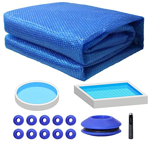 Melko Solarfolie Pool 600x400 cm Poolabdeckung für effiziente Wärmespeicherung Solarplane Ösen Solarabdeckung Blau PVC Wärmeplane für Schwimmbäder