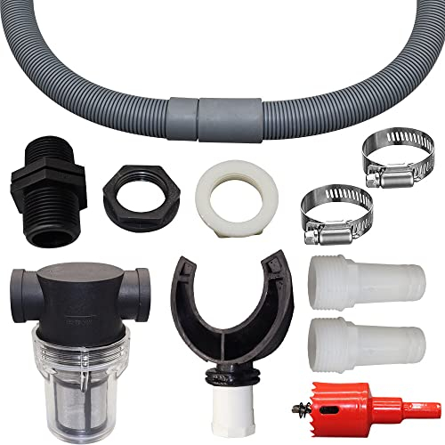 NAVESO Recuperateur D Eau De Pluie, Collecteur Deau De PluieEnsemble De Collecteur Eau De Pluie avec Tuyau Flexible (110cm), Récupérateur Deau, Kit De Raccordement pour Tonneau De Pluie