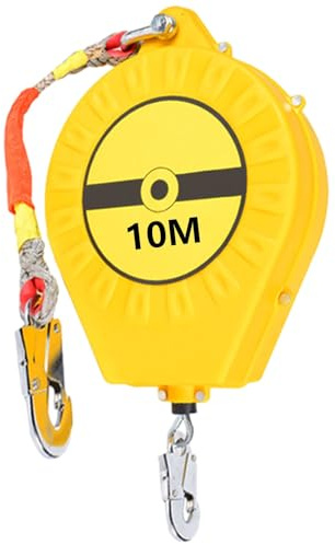 VFDZ Dispositivo Anticaídas Retráctil 3-20m, Verde/Amarillo Línea de Vida Retráctil Portátil, Profesión Equipos Anticaidas Retractil Seguridad para Trabajos Aéreos, Carga Máxima:150kg(Amarillo, 10m)