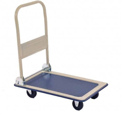 Zanbeel Heavy Duty Platform Trolley 150kg - Folding Flatbed Cart with Wheels Space-Saving Moving Equipment Industrial Trolly-Professional Warehouse Transport