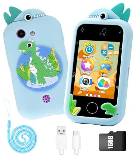 3T6B Kinder Handy Smartphone mit Dual-Kamera, 2,4“ Kleinkind Spielzeug Handy mit Touchscreen, SD-Karte, Musik-Player für 3 4 5 6 7 8 Jahre alte Jungen und Mädchen, Weihnachten Geburtstag Geschenke