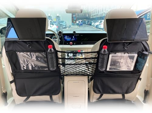 GUOMIS Rückenlehnenschutz auto kinder,Organizer auto,rückenlehnen organizer auto kinder,3-stufiger Auto-Netz-Organizer，Wird zur Aufbewahrung im Auto, Schützen Sie Kinder und Haustiere