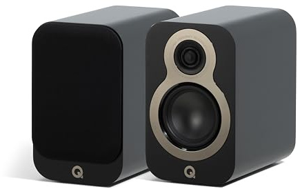 Q ACOUSTICS 3010c Compact Bookshelf Speakers - Pair - 2-Way Reflex Enclosure Type, 4 Bass Driver, 0.9 Tweeter - Stereo/Passive Speakers for Home Theatre Sound System (Satin Black)