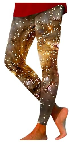 Nidddiv Galaxy Costume Women's Space Costume Colourful Leggings Printed Yoga Trousers Unusual Space Costume High Waist Stretchy Sports Leggings Women Compression Trousers for Party Carnival Costumes,