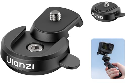 ULANZI CK01 Cka Quick Release Base Set Kameratillbehör, Snabbinstallationskit med 1/4'' Skruv för GoPro DJI Insta360 AKASO Actionkameror, Liten Kamera och Lampor Supersnabbt Växlande