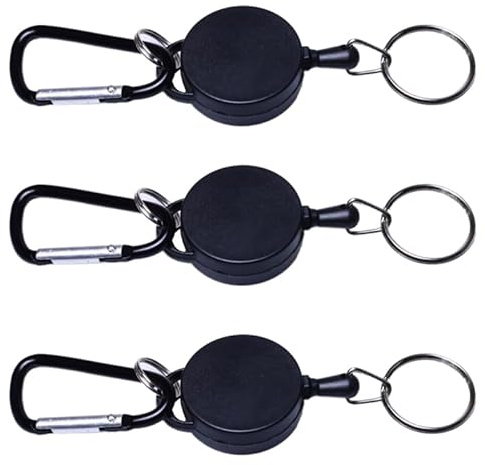 FRCOLOR Porte-Clés Rétractable Enrouleur De Clé Rétractable Avec Lanière 3 Pièces Crochet Porte Clé Pour Trousseau Anti-Vol Usage Quotidien Sport Et Randonnée