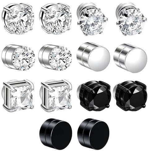 7 Pairs Magnetic Earrings for Men, Non-Pierced Clip-On Earring, Magnetic Earrings Women, Stylish Design for Women and Men, Perfect for Daily Wear and Special Occasions