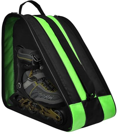 Bolsa triangular transpirable para patines con 3 capas, bolsa de patinaje artístico para mujeres y hombres (verde esmeralda)
