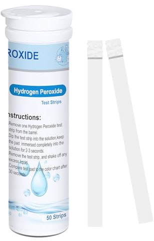 VANSUKY Strisce reattive di perossido di idrogeno 0-100 mg/L, lettura 30s, immersione 2s, 50 unità – test H₂O₂ per piscina, spa, acqua potabile, pulizia e disinfezione