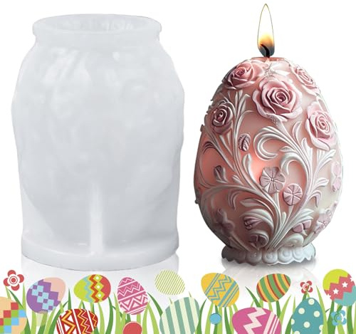 Fzyisw Molde de silicona de Pascua, forma de vela de Pascua, moldes de silicona de Pascua, moldes de silicona para huevos de Pascua, 3D para velas DIY, jabón, yeso y manualidades