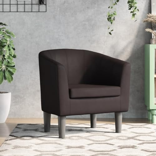 JHQHSM Moderna poltrona da club in ecopelle resistente di colore marrone per un ambiente elegante | Superficie antimacchia con elegante look in pelle | Struttura in legno robusta