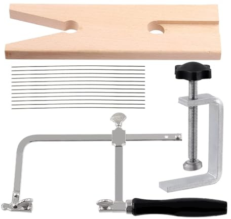 YEHEI Le Kit de Scie de Bijoutier Comprend une Pince à Broche D'Établi à Fente en V, un Cadre de Scie Réglable et une Lame de Scie à Poignée de Perçage, des Outils de Bijouterie