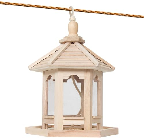 Mangeoire À Oiseaux – Bois PP, 9,84 Pouces, Station Suspendue Pour Mangeoires À Oiseaux, Robuste | Distributeur De Nourriture En Bois Pour Pinsons, Station D'alimentation Pours Oiseauxe De Jardin Exté