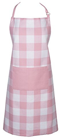DII Unisex Buffalo Check Kitchen Collection, Classic Farmhouse Chef Apron, One Size, Pink &White