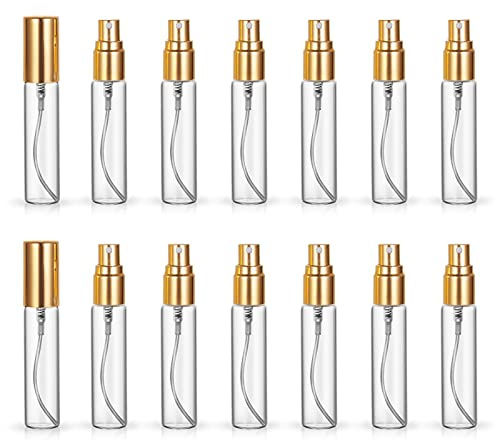 ZbFwmx 20 Pack Set 10ML Protable Refill Bulk Atomizer Spray Travel Perfume Bottle Hydrating Empty Bottle (Gold Caps)