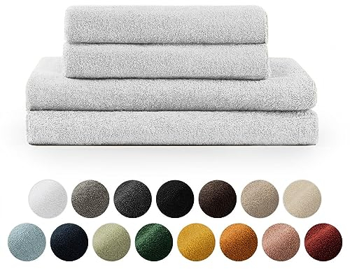 Blumtal Premium Frottier Handtücher Set 4 teilig 100% Baumwolle - Oeko-TEX zertifiziertes Badetuch 2X (70x140 cm) + Towel 2X (50x100 cm) - Ultra saugstarkes Frottiertücher Set - Handtücher Weiß
