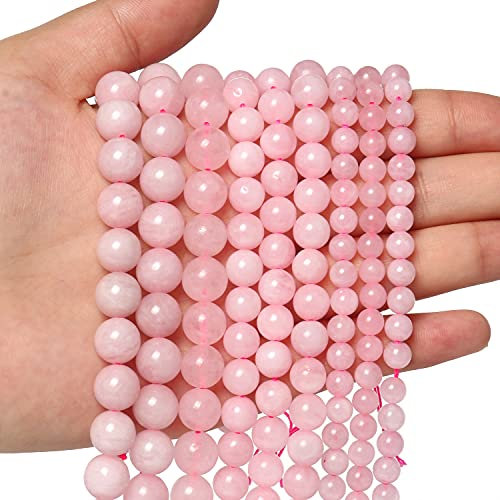 About 35pcs 10mm Natural Stone Beads Rose Quartz Beads Crystal Gemstone for Jewelry Making, DIY Bracelet Necklace