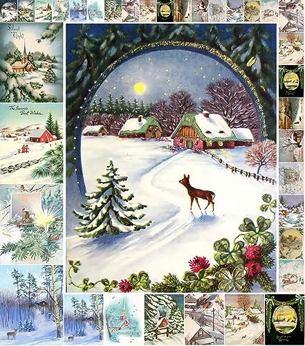 Decoupage Paper Pack (21 Sheets 15x20cm) Christmas Winter Landscapes FLONZ Vintage Styled Christmas Pictures Cards for Decoupage, Craft and Scrapbooking