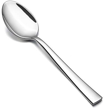E-far Dinner Spoons Set of 6, 7.9 Inch Stainless Steel Soup Spoons Tablespoons for Home, Kitchen or Restaurant, Non-toxic & Mirror Polished, Squared Edge & Dishwasher Safe