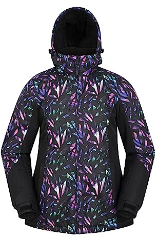 Mountain Warehouse Veste de Ski Dawn Femme - Résistante à la Neige, Chaude, Manteau de Ski à Doublure Polaire, Capuche, Poignets et Bordure Ajustables - Idéal en Hiver Kaléidoscope 36