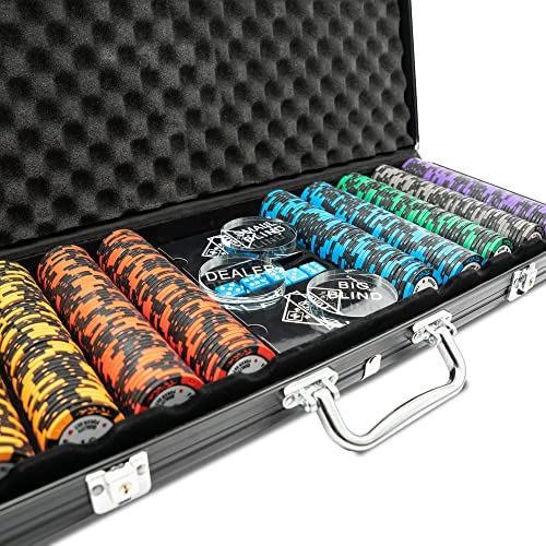 Home Deluxe - Pokerkoffer NO Limit - hochwertiger Aluminiumkoffer, Wasserfeste Karten, 500 Pokerchips inkl. Small- & Big Blind Button I Pokerset Pokerchips Pokerdeck