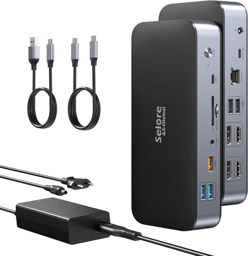 Docking Station DisplayLink Station d'accueil USB C Dual Monitor pour MacBook M1/M2, 15 en 1 Dock USB C 2 HDMI 2 DisplayPort, 2.5G Ethernet, PD 120W, USB C 3.1, USB 3.1/3.0/2.0, SD/Micro SD, Audio