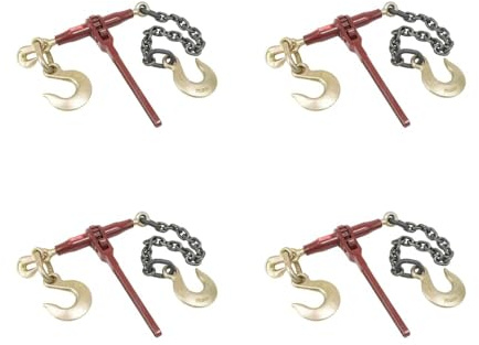 Mytee Products Ratchet Pro Binder w/ 3/8 Grab & 1/2 Sling Hook, & 2' G80 Chain & 1/2 Sling Hook, (4 Pack)