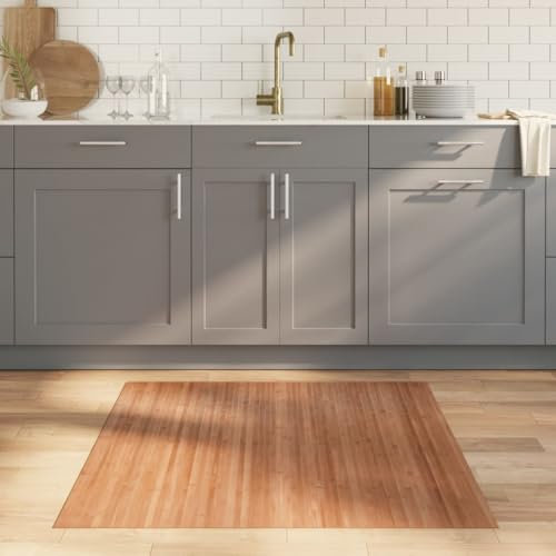 UJCHVHN Dekor-Teppich, quadratisch, Natur, 100 x 100 cm, Bambus-Teppiche