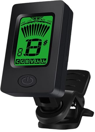 Stämningsanordning gitarr, klipptuner gitarr stämmanordning exakt kromatisk tuner, LCD-display akustisk kalibreringstuner gitarrkapodaster/stämmare för fastsättning för gitarr, bas, fiol, ukulele