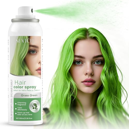 Sevich Haarspray Farbe Spray，temporäres Haarfärbemittel Für Männer & Frauen, Sofortige Anwendung Der Haarfarbe, Schnell Trocknend, Nicht Klebend, Langanhaltend, Kein Verblassen, 100ml Grün