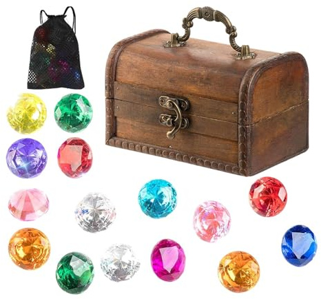 Genérico Gemmas De Buceo para Piscina - Coloridas Joyas de Buceo para Niños - Juguete Submarino con Cofre del Tesoro para Niños y Adolescentes