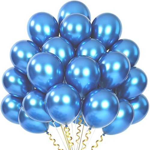 Gleemix 20 Stück 10 Zoll Metallic Luftballons Blau, Latex ballongirlande Blaue, Ballons Blau Helium für Geburtstag Hochzeit Verlobung Jubiläum Festival Picknick Abschluss oder jede Party Dekoration