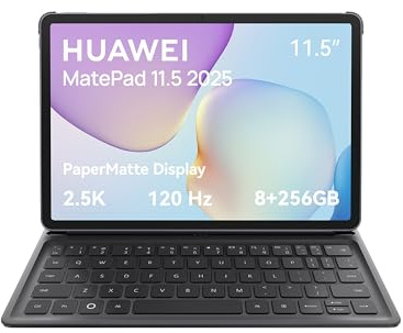 HUAWEI MatePad 11.5 2025 Tablet, Pantalla PaperMatte de 2,5K y 120 Hz Comodidad Visual, 8+256GB, Batería de 10,100 mAh, Supercharge de 40 W, Teclado Desmontable
