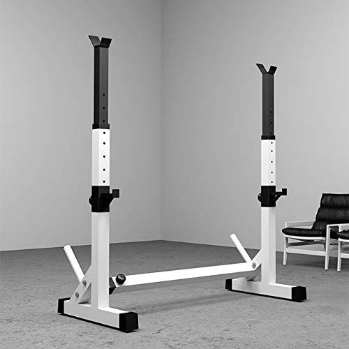 Cages de Squat, Chandelles Musculation, Rack Squat Repose Haltère Réglable 12 Niveaux Repose Barre Musculation Supports, Rack Musculation, Charge Max.200 kg (Noir et blanc)
