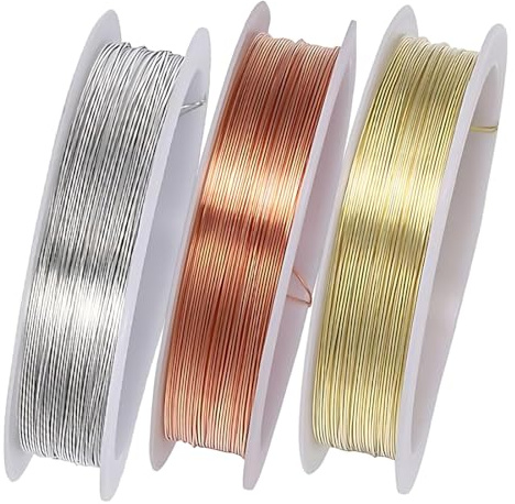 3 Pièces Fil de Cuivre, Fil pour Bijoux Perles, 0,2mm Artisanat Fil de Cuivre, Fils pour Bijoux, pour Perlage et Bijoux, Art Floral et Modélisme,fil de fer souple loisir creatif